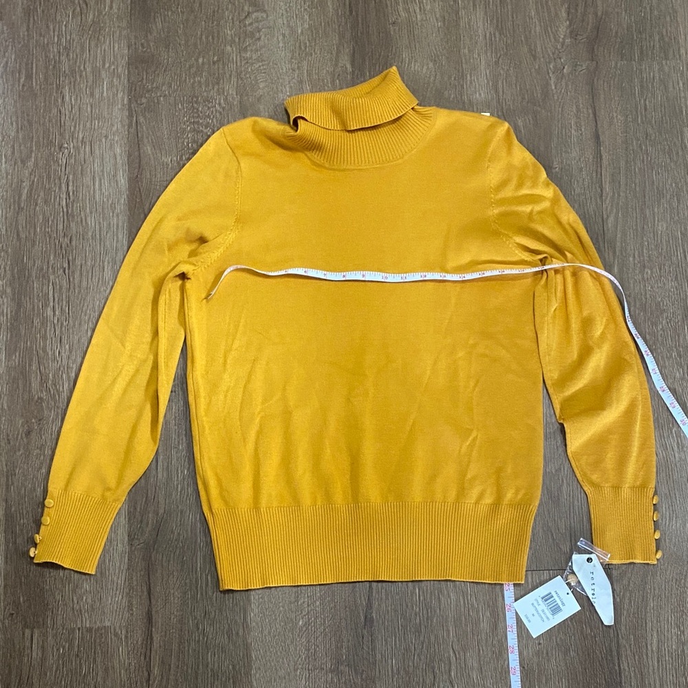 Women’s medium Mustard Yellow Turtleneck Sweater with buttons on wrists